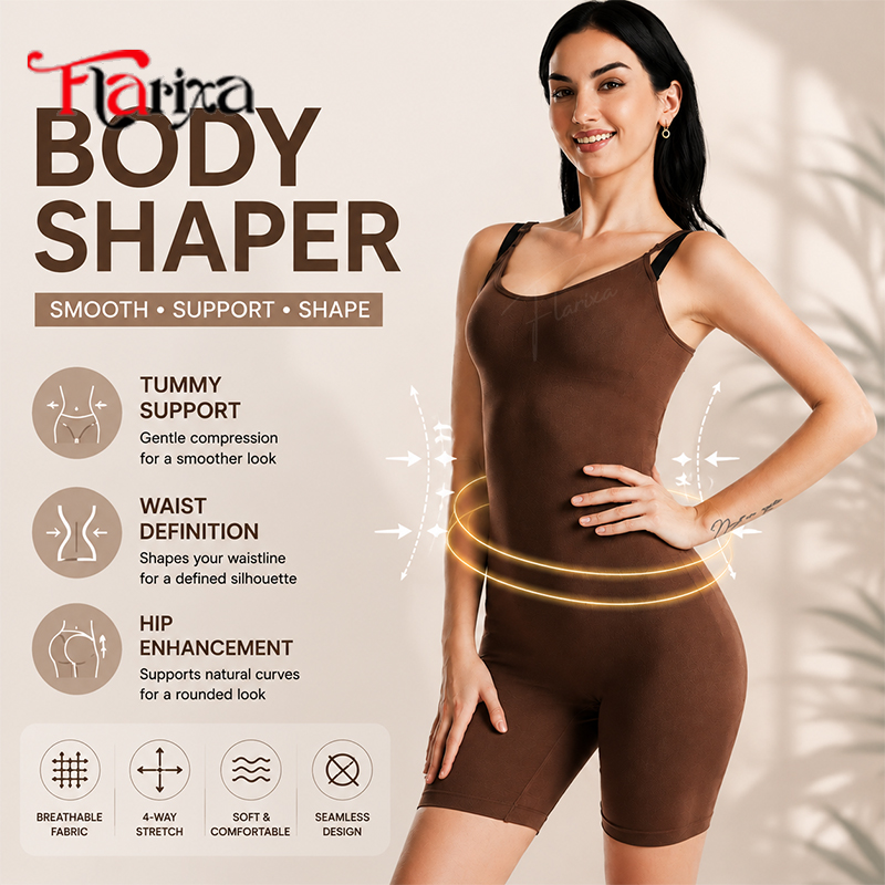 Shapewear Bodysuit Firm - ชุดกระชับสัดส่วนไร้ตะเข็บสำหรับผู้หญิง Flarixa ช่วยควบคุมหน้าท้อง กระชับเอว ชุดกระชับสัดส่วนเต็มตัว ชุดชั้นในกระชับสัดส่วน
