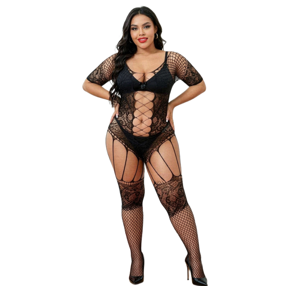 Bodystocking Fishnet - ชุดบอดี้สูทบอดี้สต็อกกิ้งไซส์ใหญ่ใหม่สำหรับผู้หญิง ชุดชั้นในตาข่ายเซ็กซี่ ชุดเดรสเบบี้ดอลล์ ชุดชั้นในวาบหวิว ถุงน่องตาข่ายสำหรับเซ็กซ์