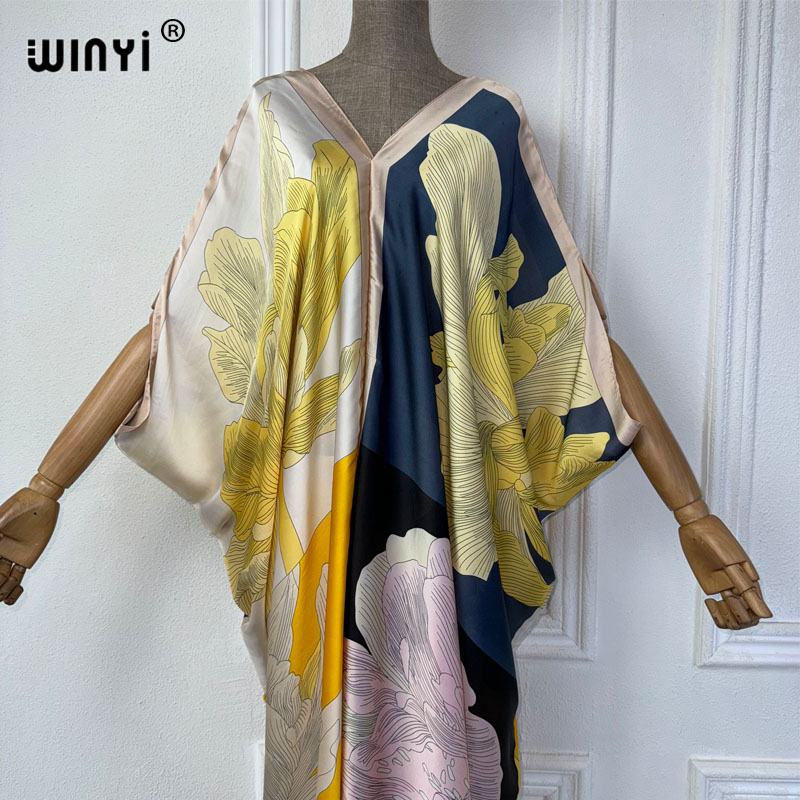 Winyi ชุดเดรสคอวีสไตล์แอฟริกัน - Robe Silk Women บทวิจารณ์และราคา